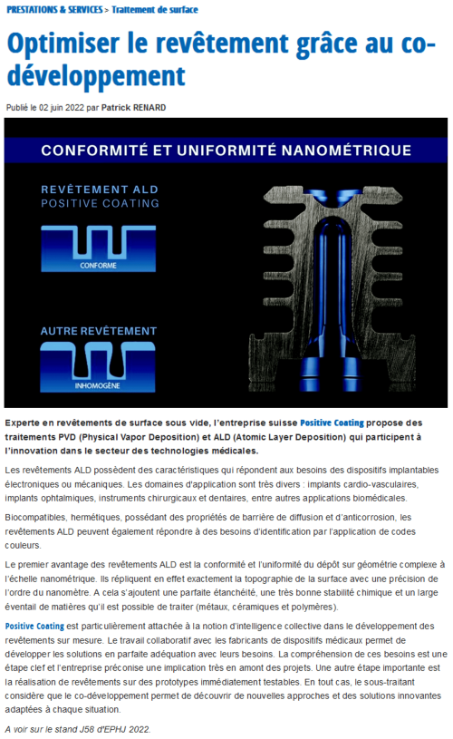 DEVICEMED JUIN 2022 - article digital et lien dans leur newsletter